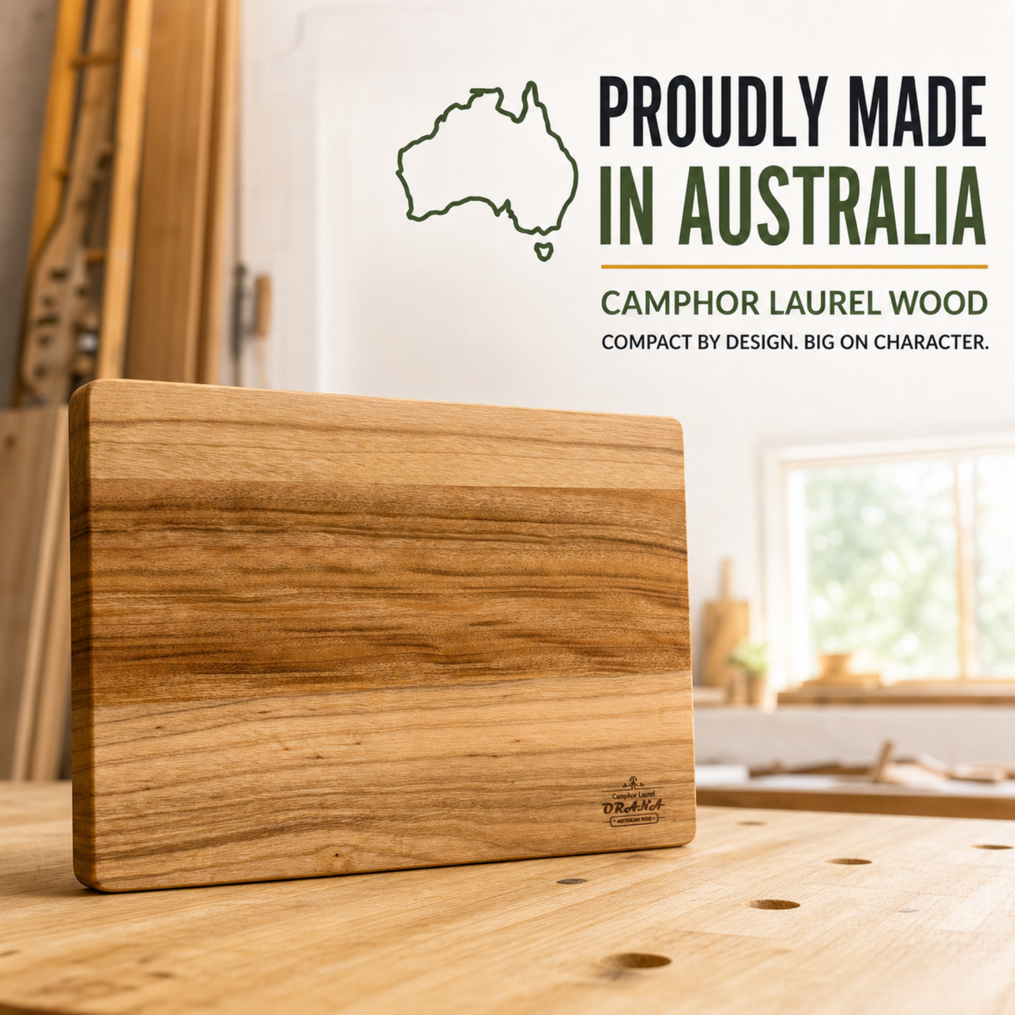 Orana Everyday Edge 40 – Camphor Laurel Cutting Board 40 × 28cm