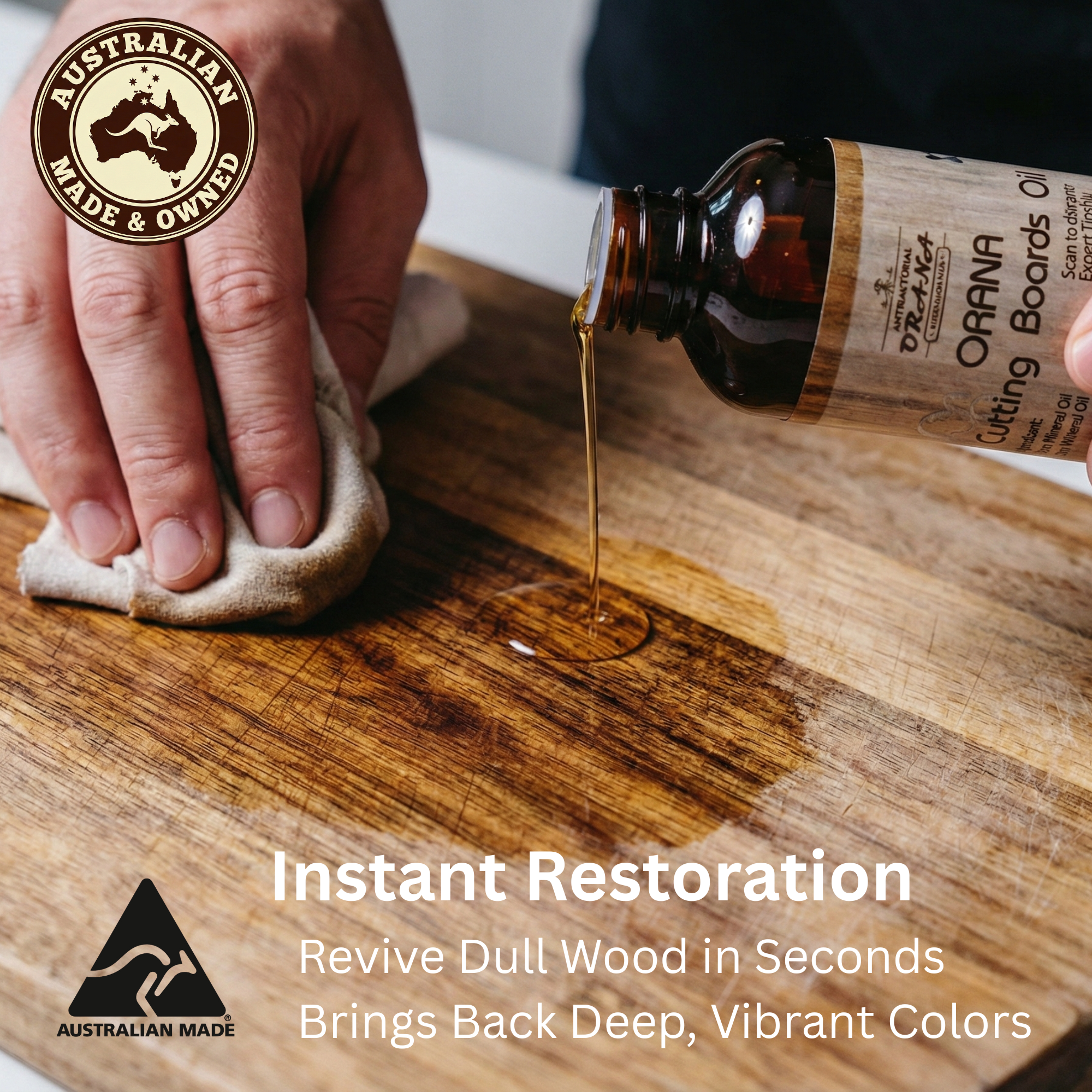 Orana Food-Grade Mineral Oil for Cutting Boards – NSF H1 Certified, Woodworker-Grade Care for End-Grain & Butcher Blocks