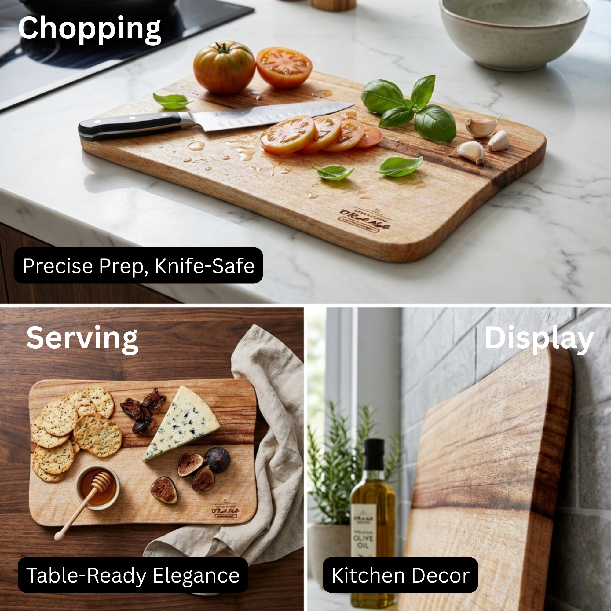 Orana Wavy Single Piece Cutting Board 40 x 23cm