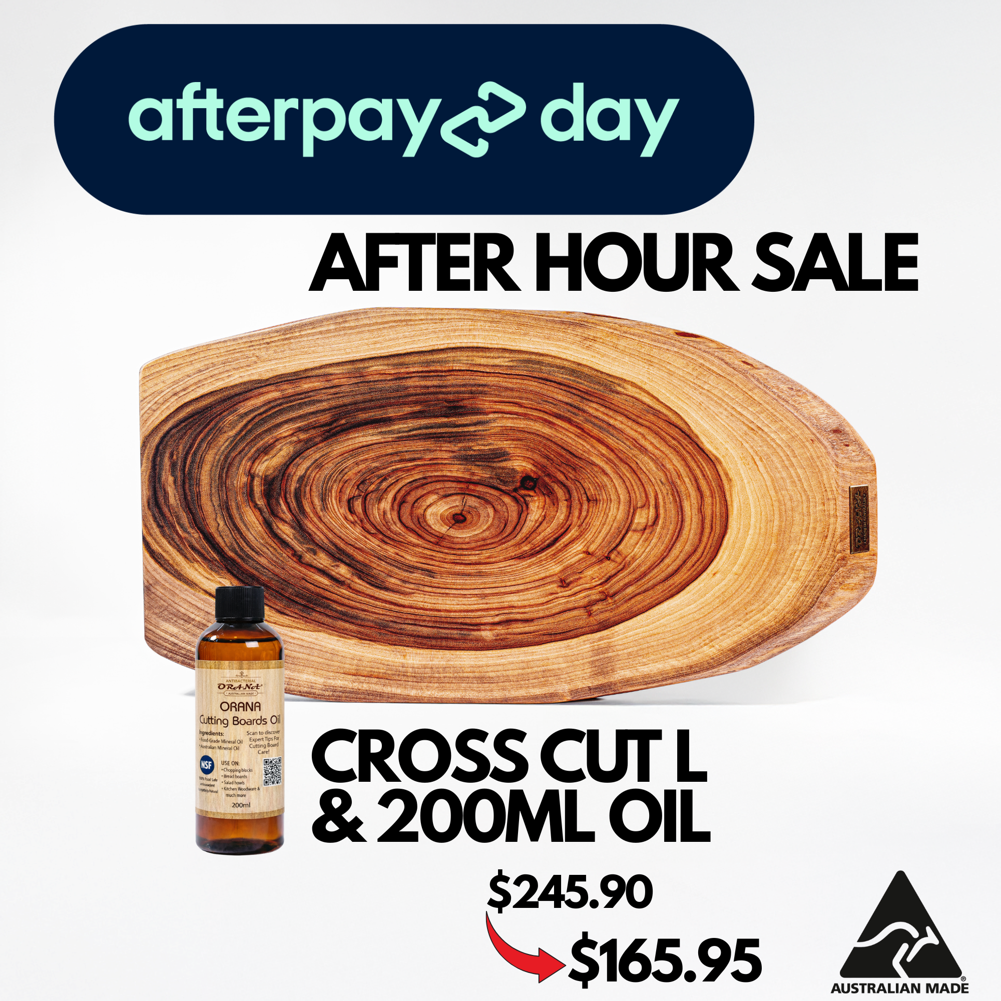 Orana Cross-Cut Large 55x31cm 3-Directional Cut Design Single-Piece + 200ml oil