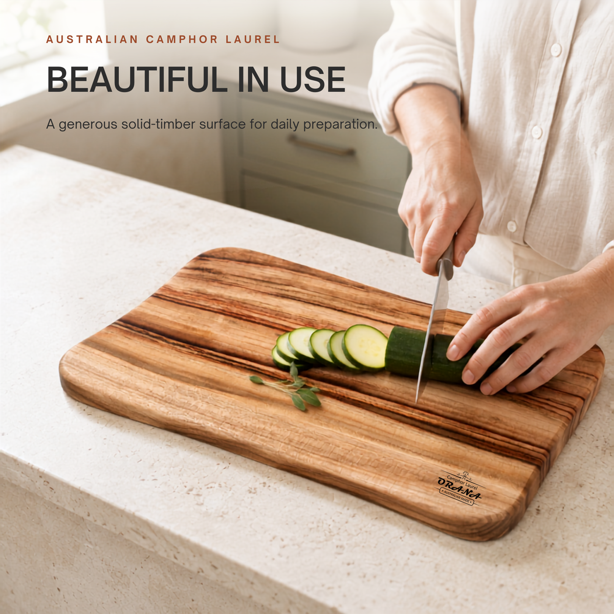 Orana Signature Wavy 40 - Australian Premium Camphor Laurel Single Piece Cutting Board 40 x 23cm
