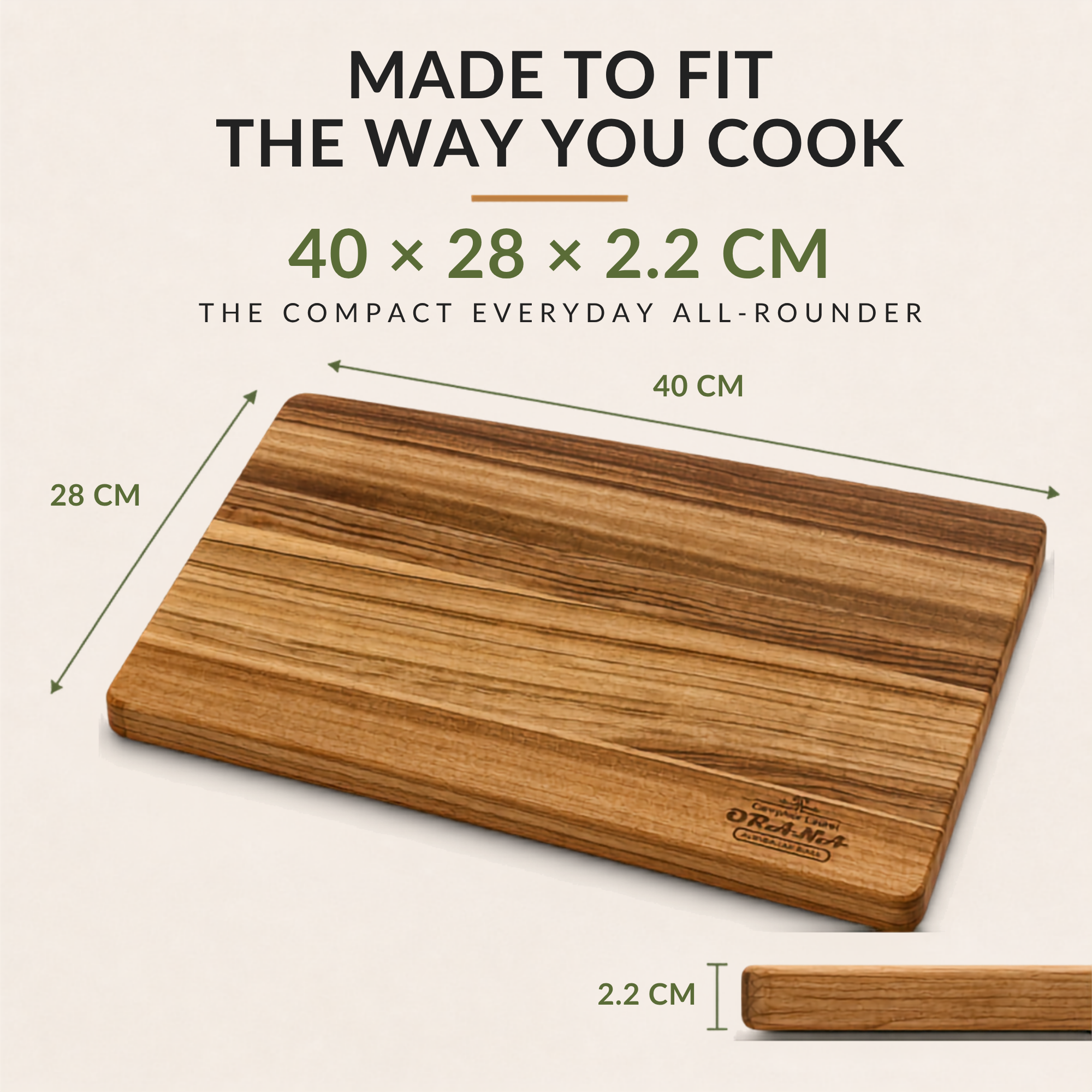 Orana Everyday Edge 40 – Camphor Laurel Cutting Board 40 × 28cm