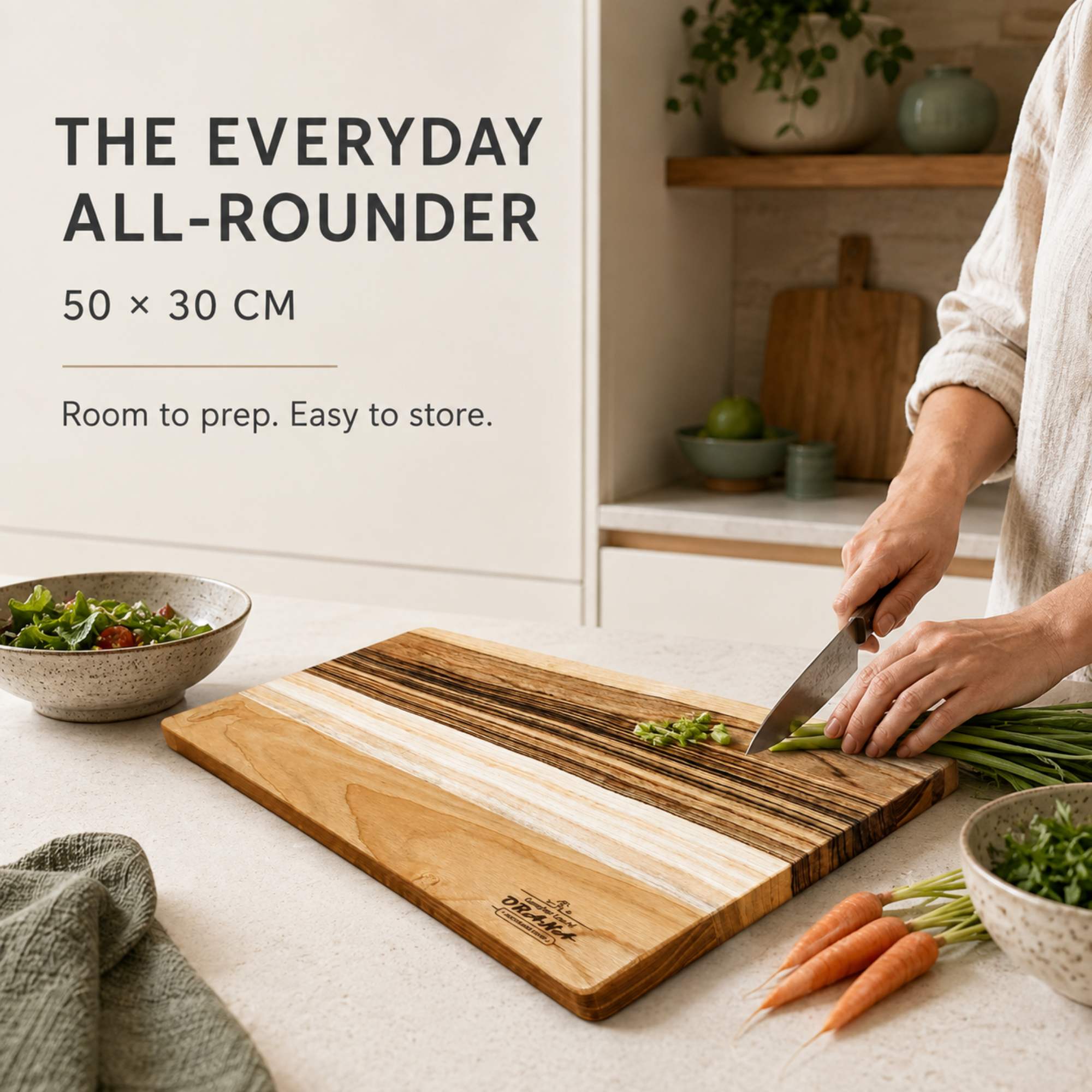 Orana Everyday Edge 50 – Camphor Laurel Cutting Board 50 × 30cm