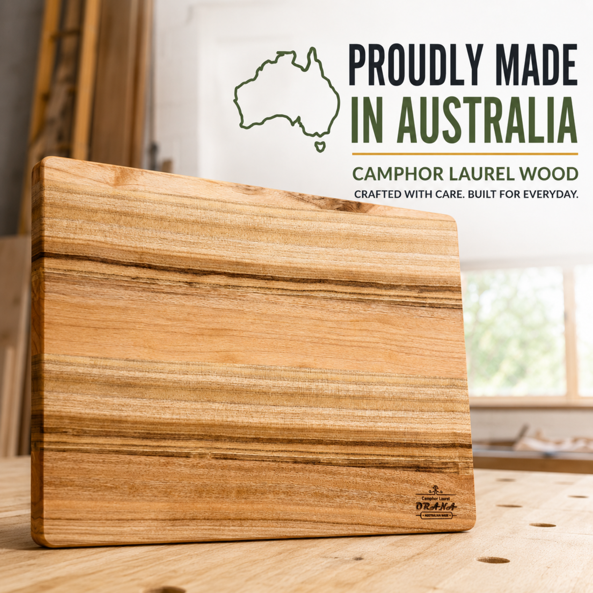 Orana Everyday Edge 50 – Camphor Laurel Cutting Board 50 × 30cm
