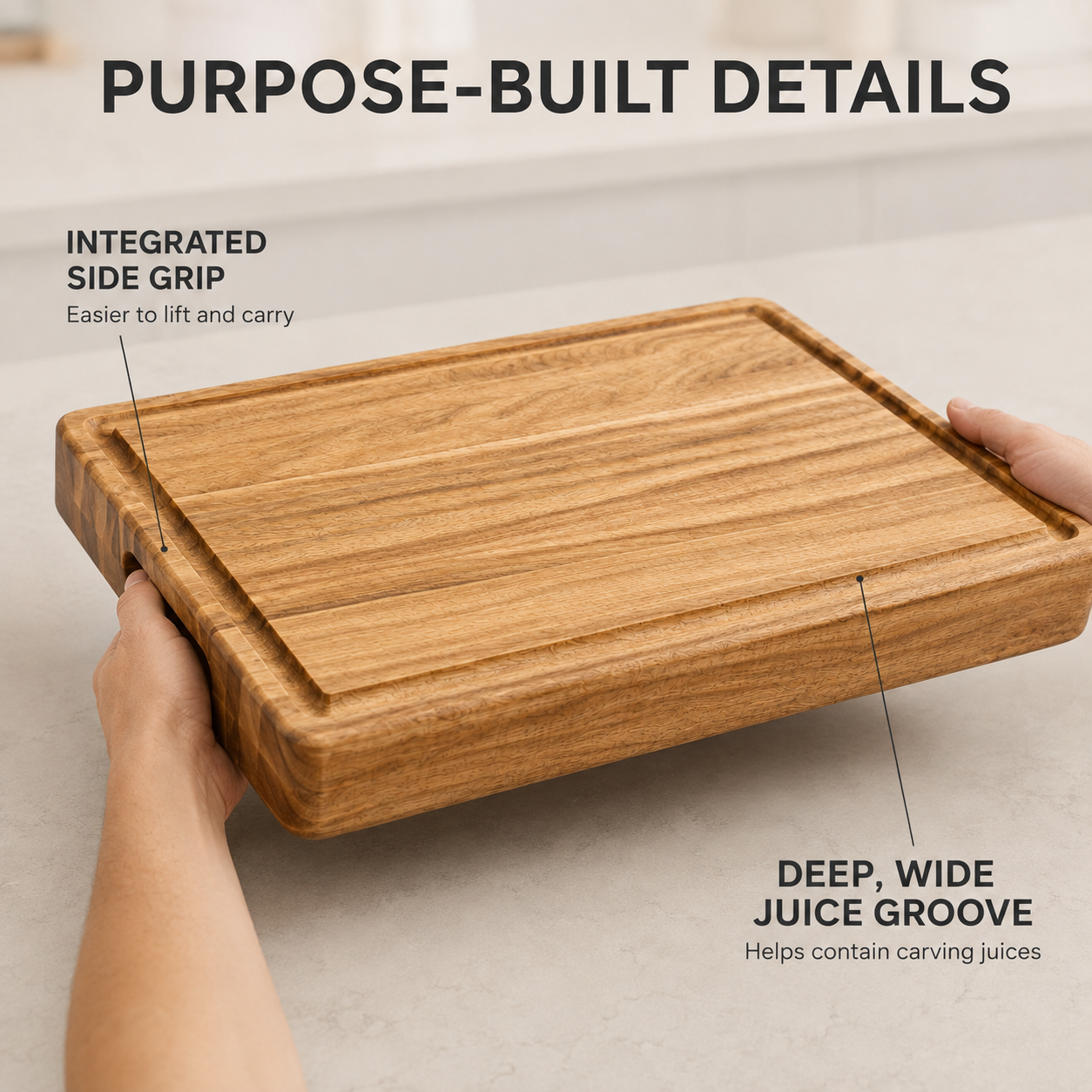 ORANA Everyday Butchers Block 50 – Heavy Duty Camphor Laurel Cutting Board 50 × 30 × 5.5 cm