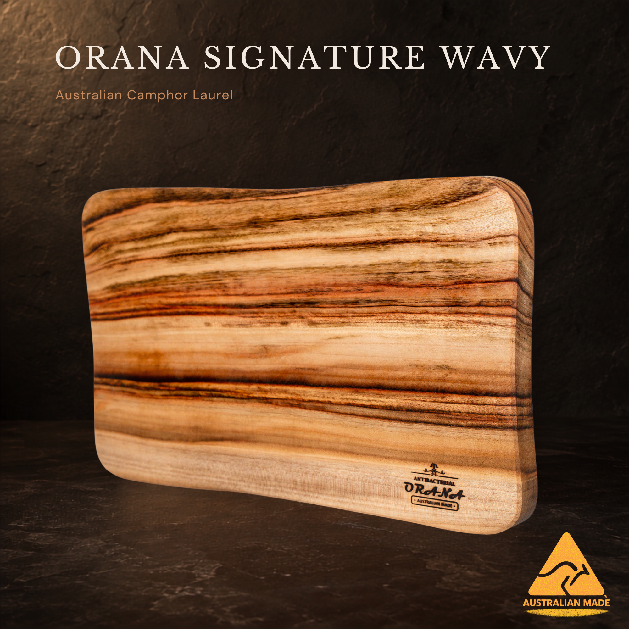 Orana Signature Wavy 40 - Australian Premium Camphor Laurel Single Piece Cutting Board 40 x 23cm