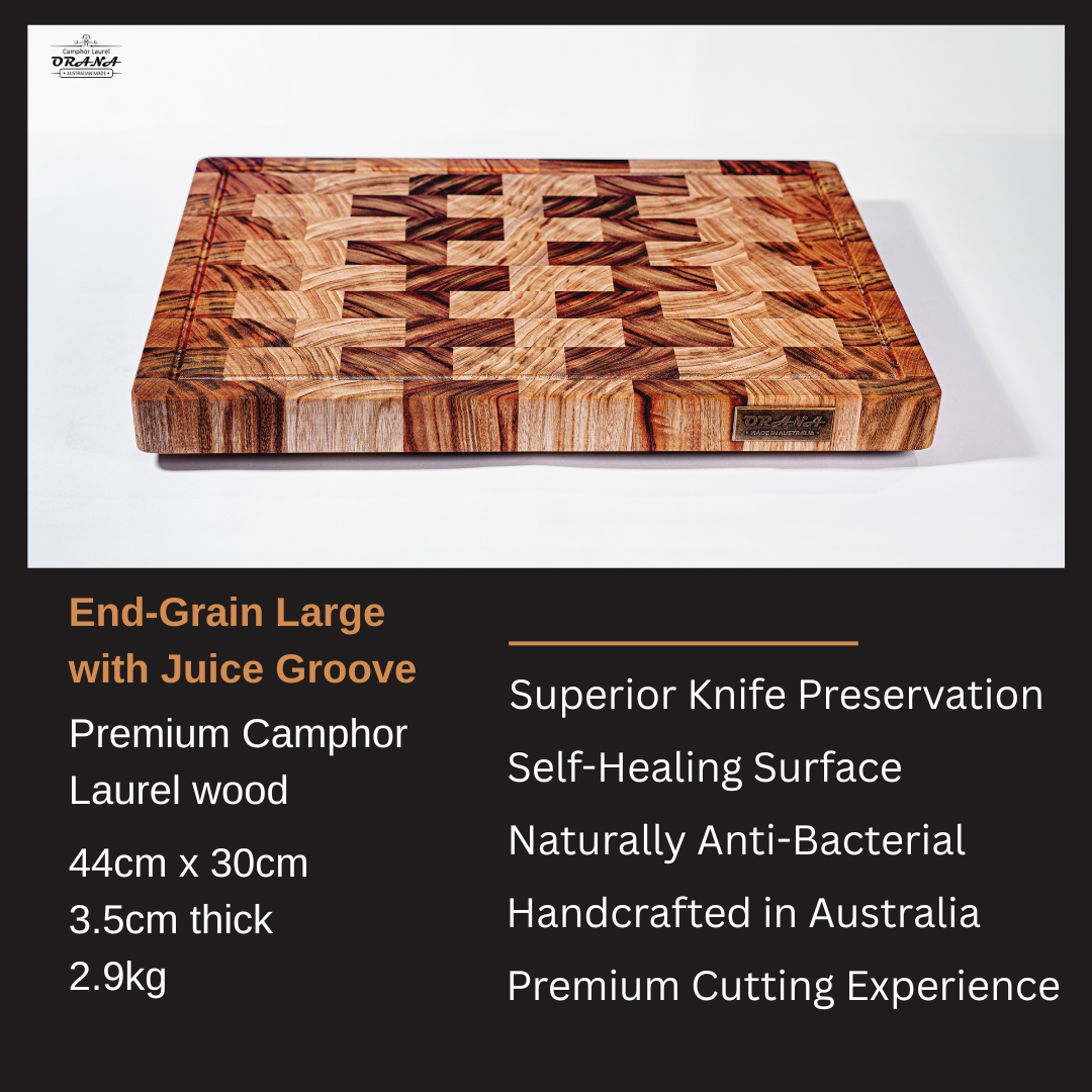 Camphor Laurel Orana End Grain Board 44 x 30cm