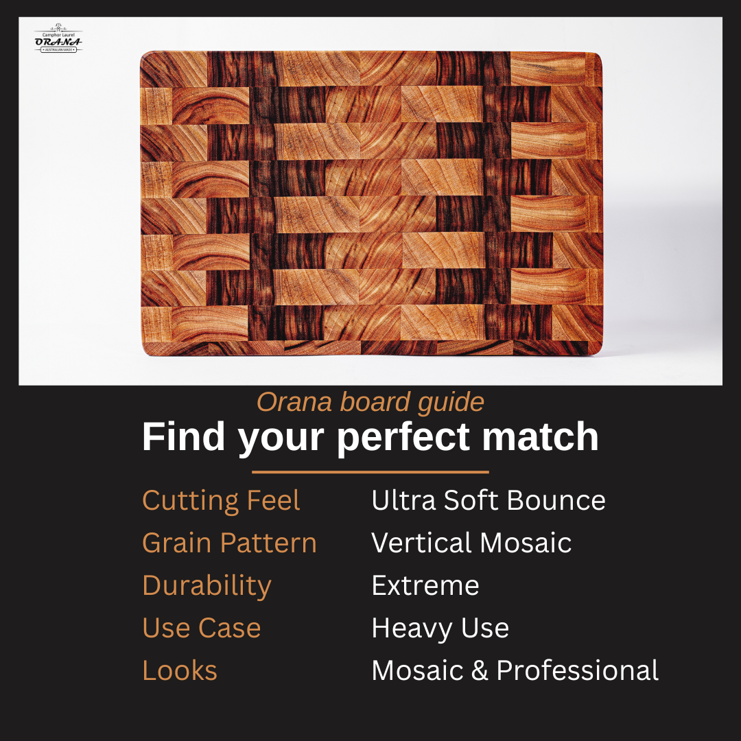 Camphor Laurel Orana End Grain Board – 38 x 25cm + 100ml mineral oil