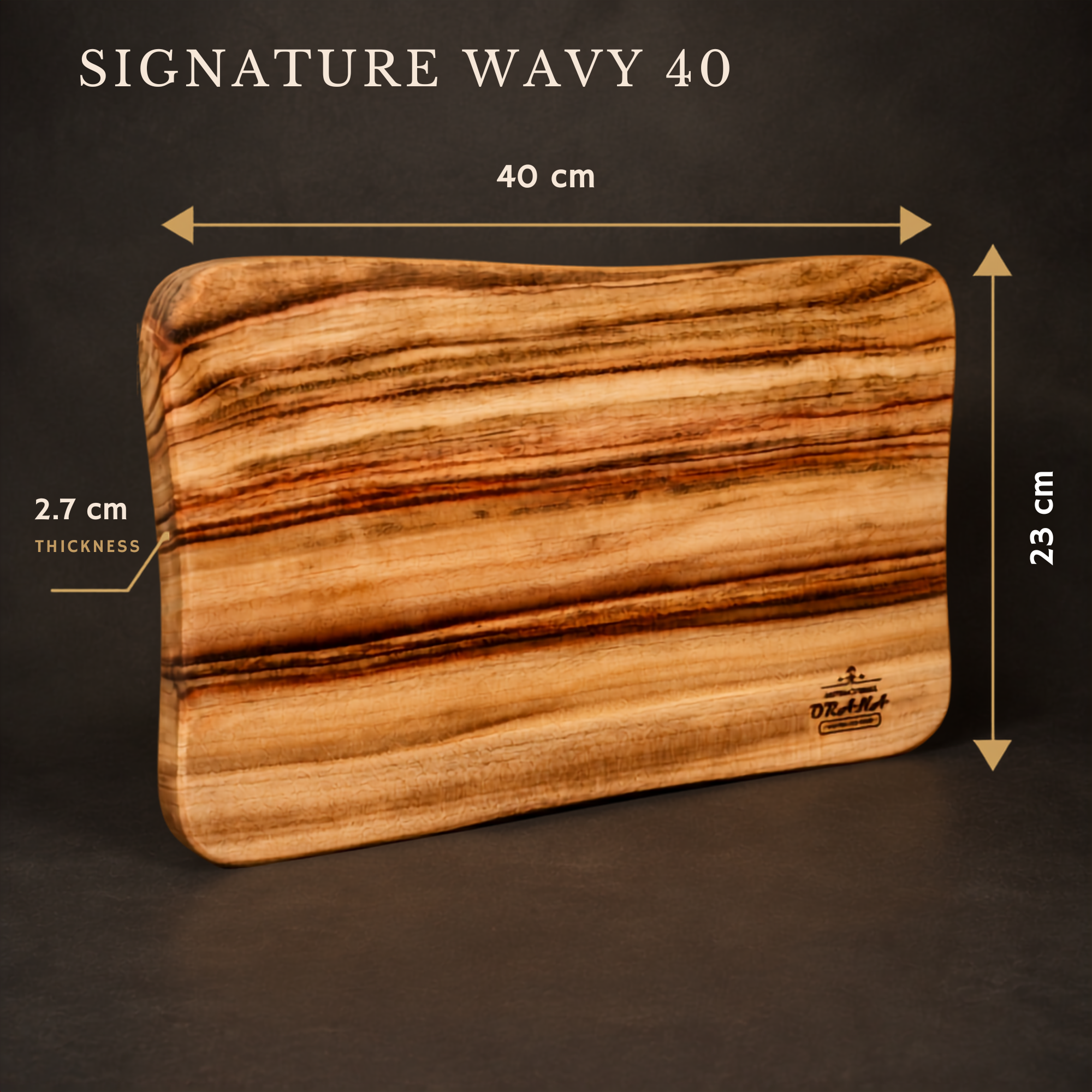 Orana Signature Wavy 40 - Australian Premium Camphor Laurel Single Piece Cutting Board 40 x 23cm
