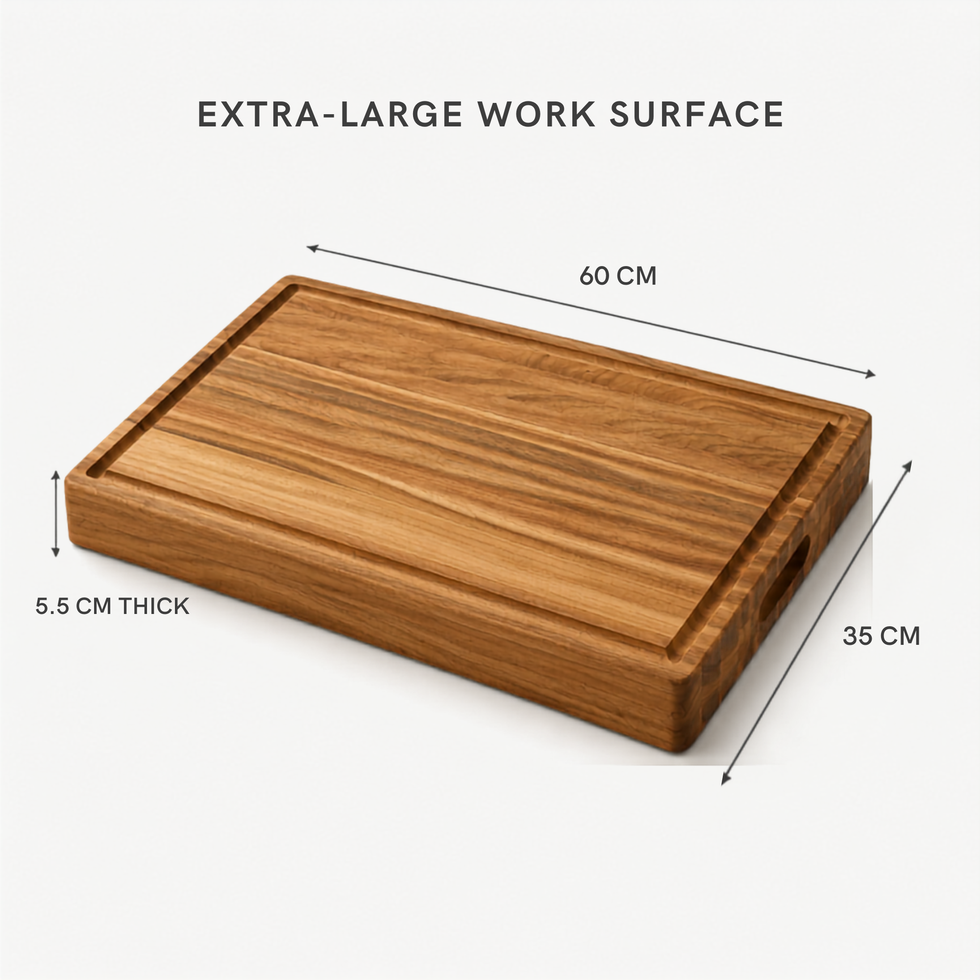 ORANA Everyday Butchers Block 60 – Extra-Large Heavy Duty Camphor Laurel Cutting Board 60 × 35 × 5.5 cm