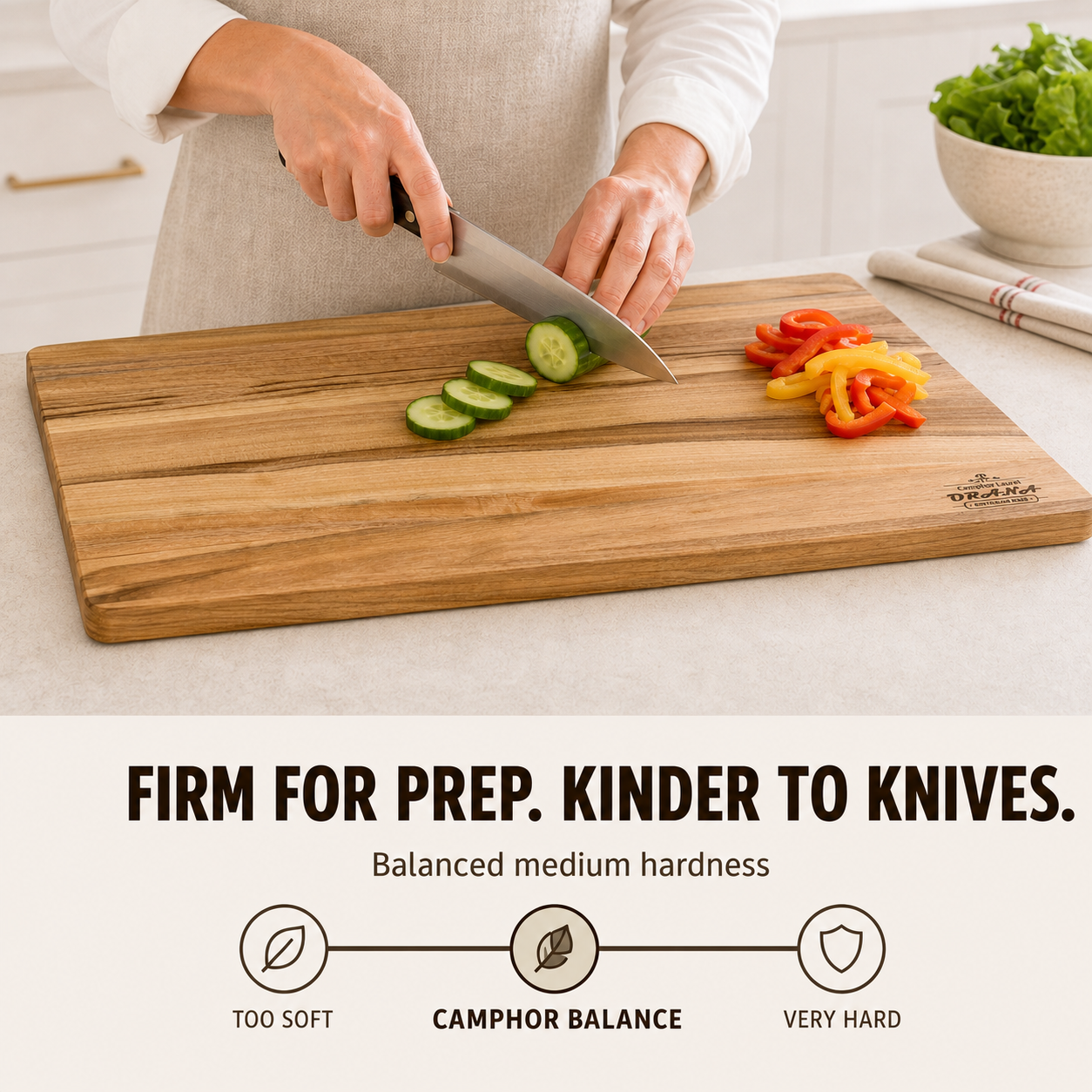 Orana Everyday Edge 55 – Camphor Laurel Cutting Board 55 × 33cm