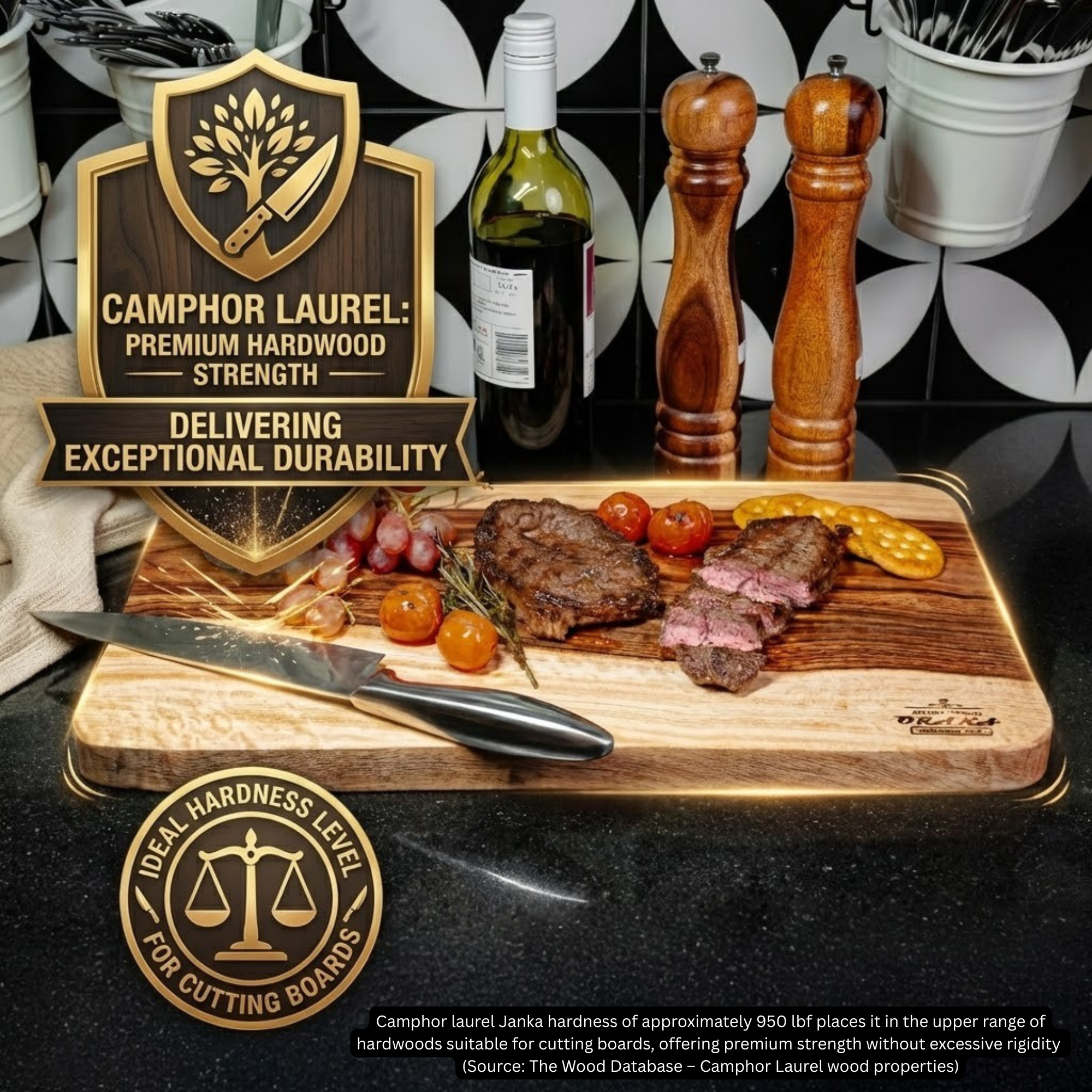 Orana Wavy Single Piece Cutting Board 46cm x 28cm