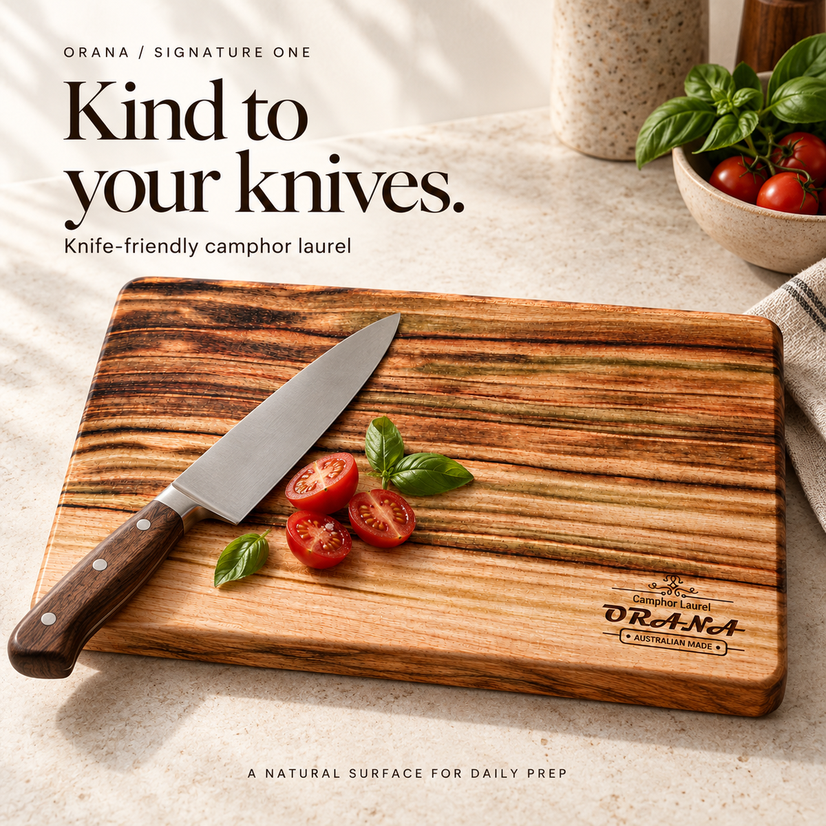 ORANA Signature One Australian Premium Camphor Laurel Cutting & Serving Board Made in Australia