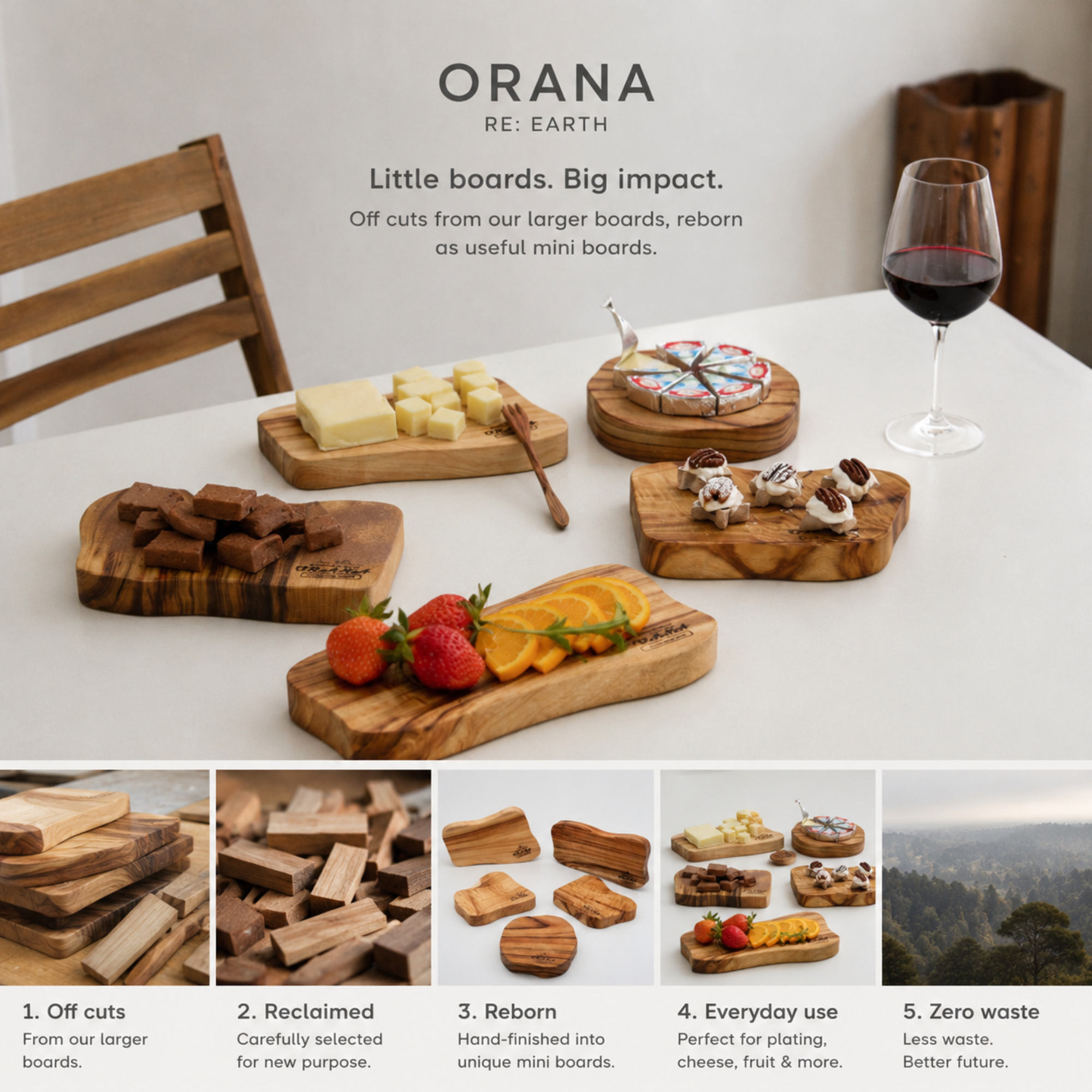 Orana Natural Anti-Bacterial Handmade Australian Camphor Laurel Irregular Cheese Board – Eco-Friendly Serving Board, Approx. 20–23 x 10–14 x 2.7cm