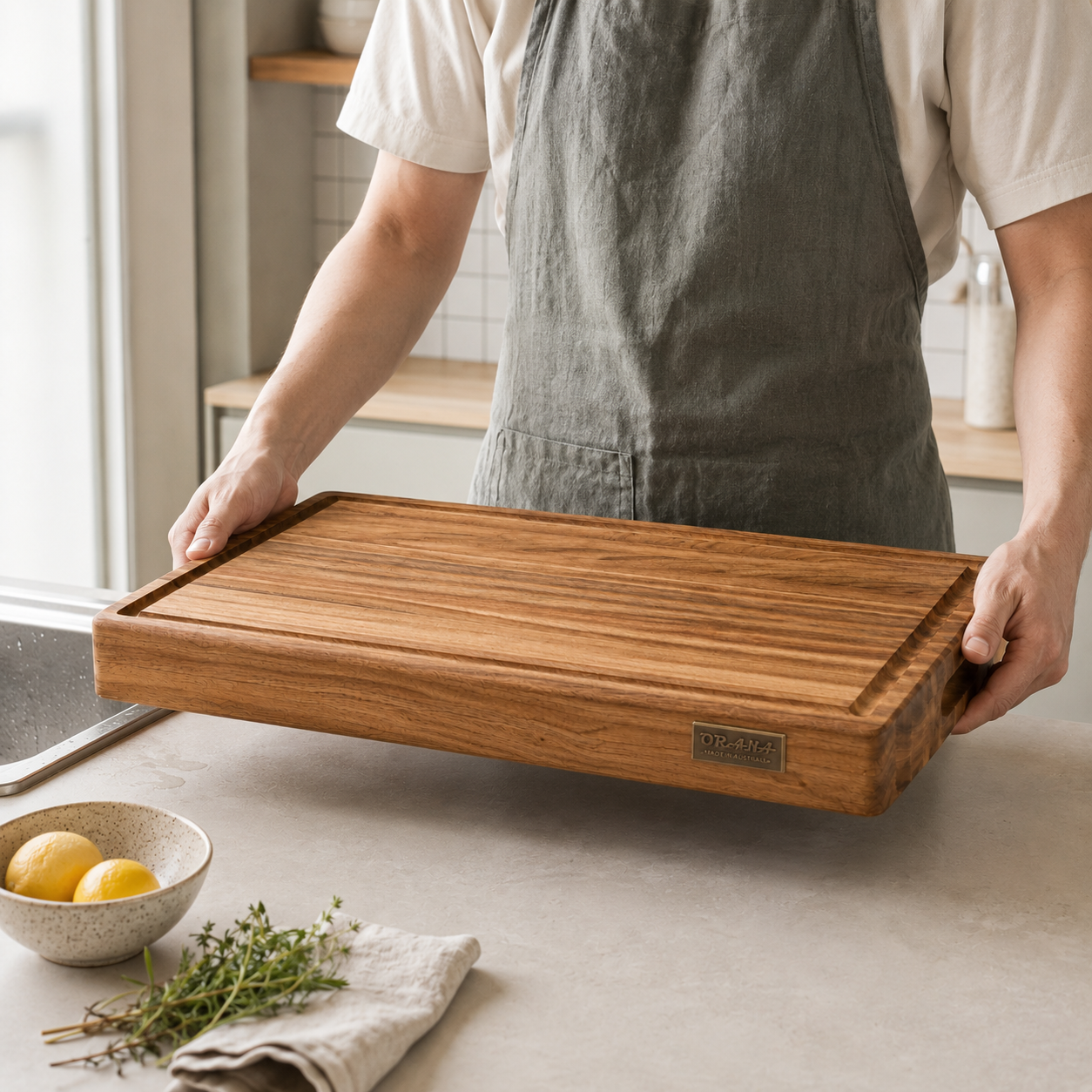 ORANA Everyday Butchers Block 60 – Extra-Large Heavy Duty Camphor Laurel Cutting Board 60 × 35 × 5.5 cm
