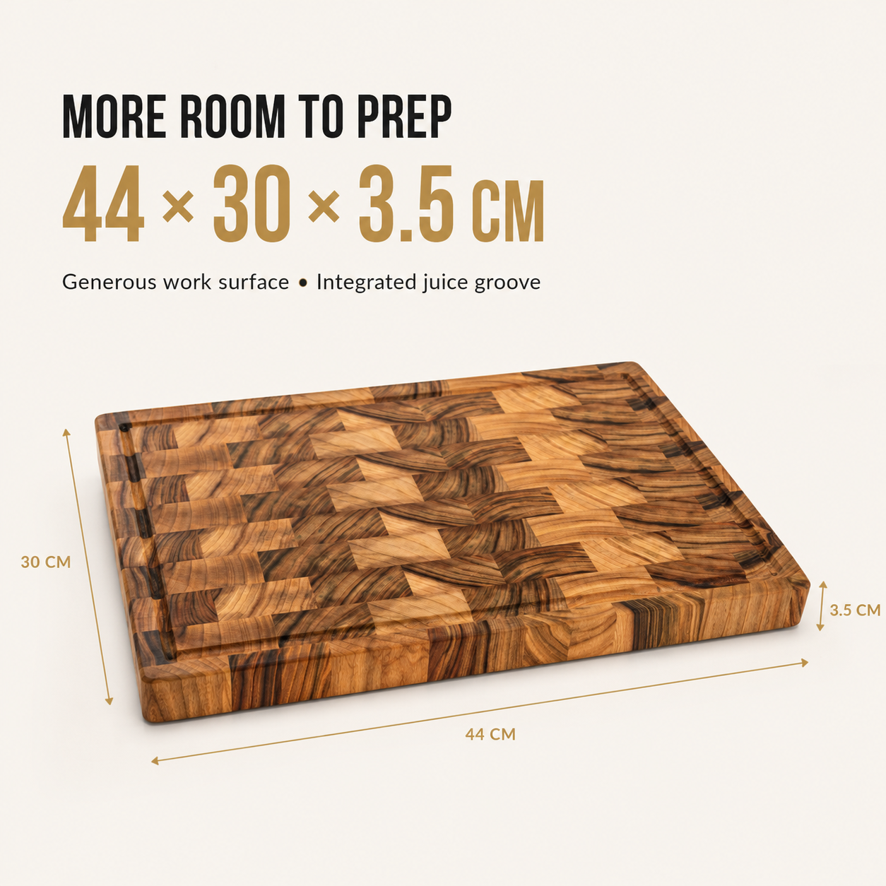 ORANA Signature End Grain L Gift Set – Australian Premium Camphor Laurel Cutting Board 44 × 30 cm with Stand, 100ml Mineral Oil & Gift Box