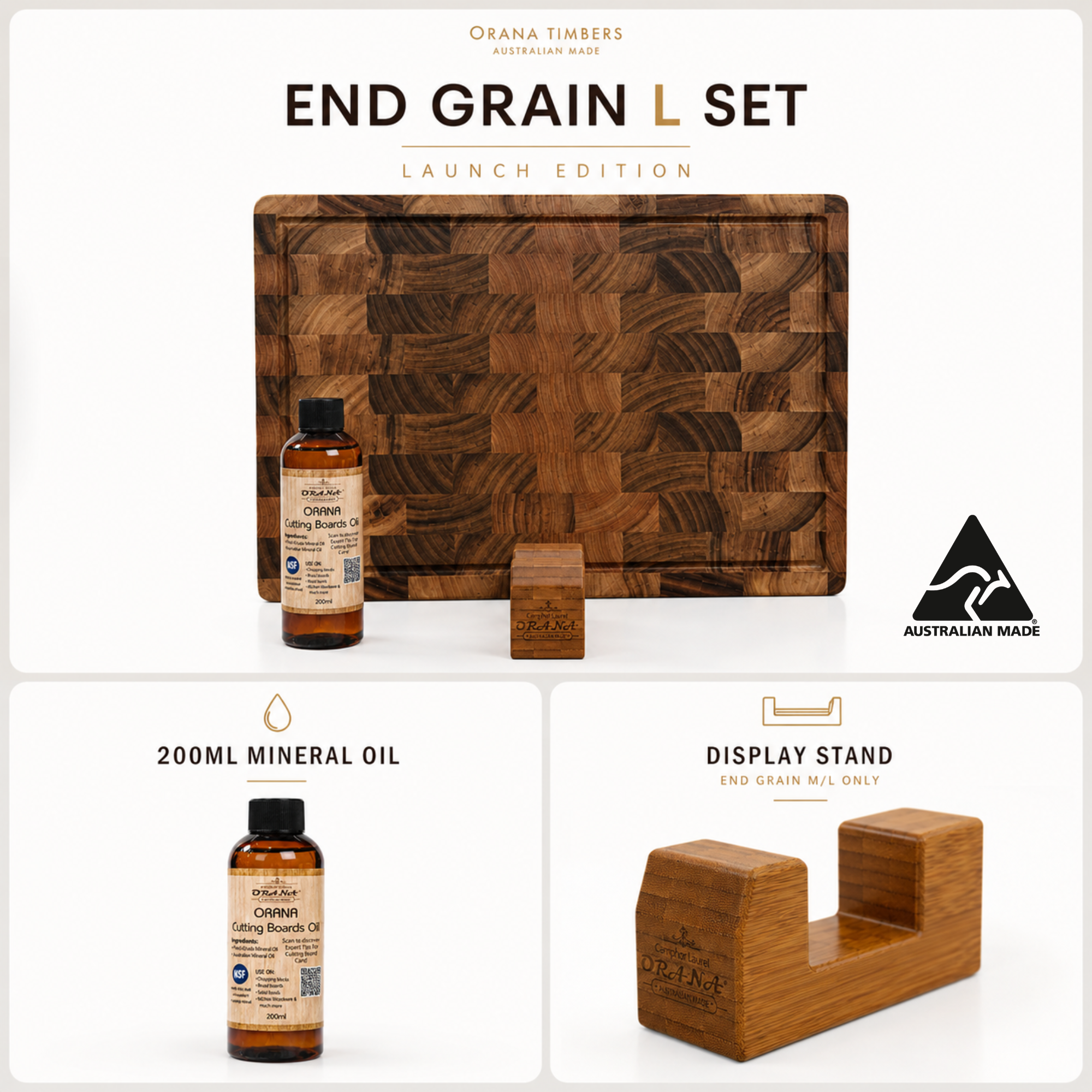 Orana End Grain L Set – 44 × 30 cm | Launch Edition