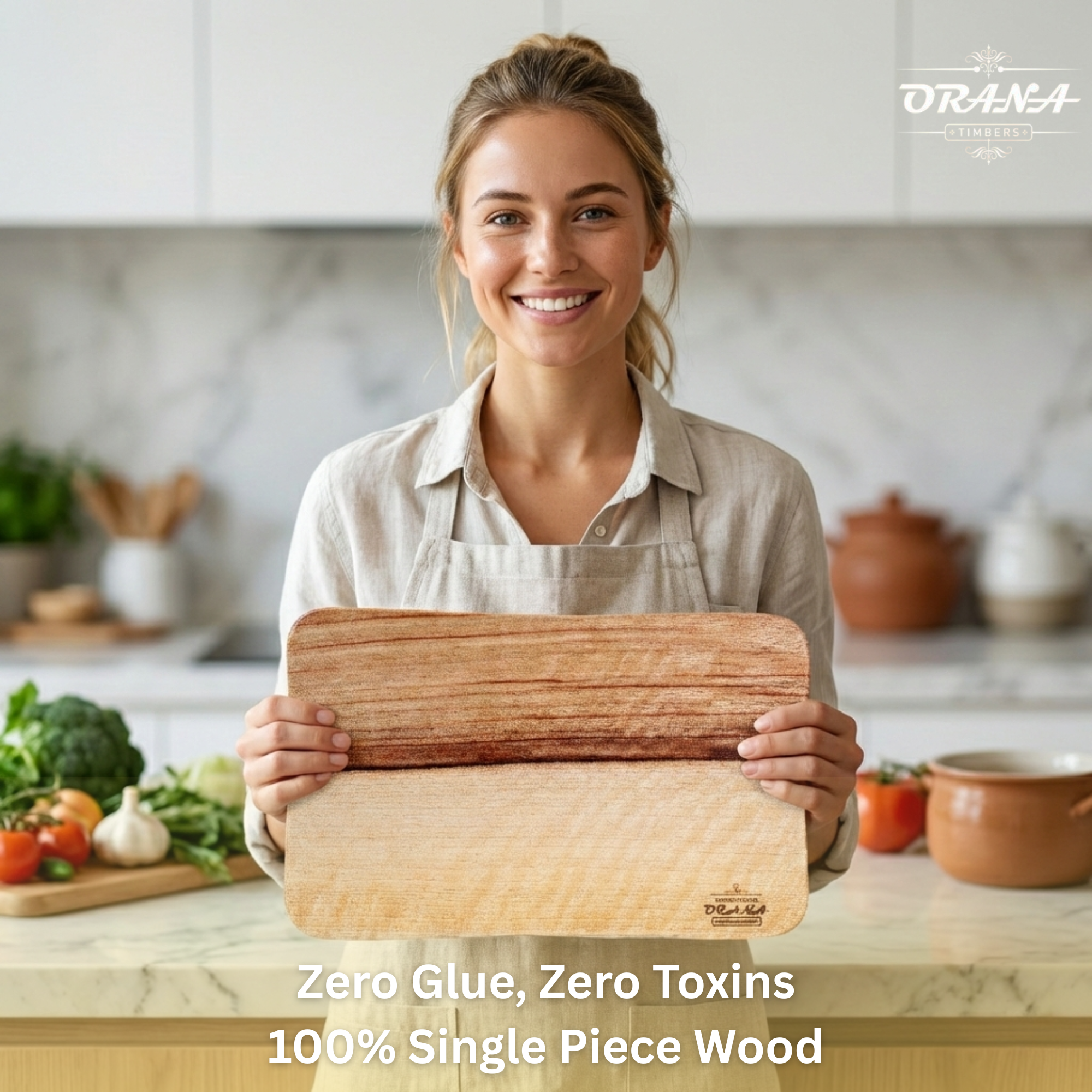 Orana Wavy Single Piece Cutting Board 46cm x 28cm