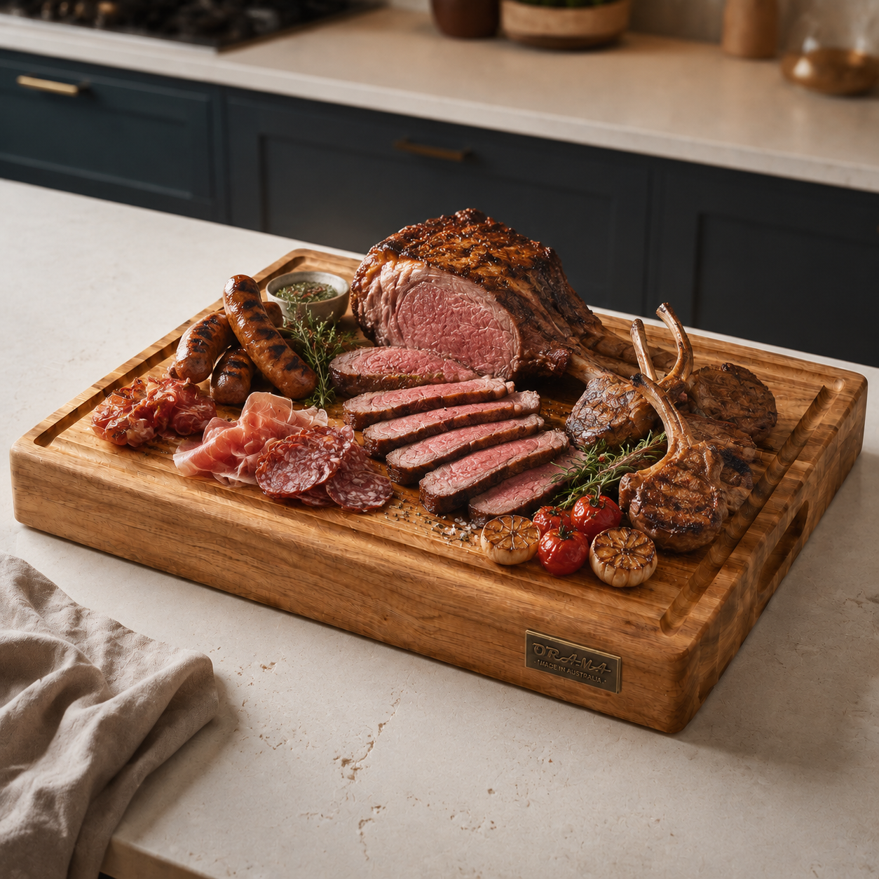 ORANA Everyday Butchers Block 50 – Heavy Duty Camphor Laurel Cutting Board 50 × 30 × 5.5 cm