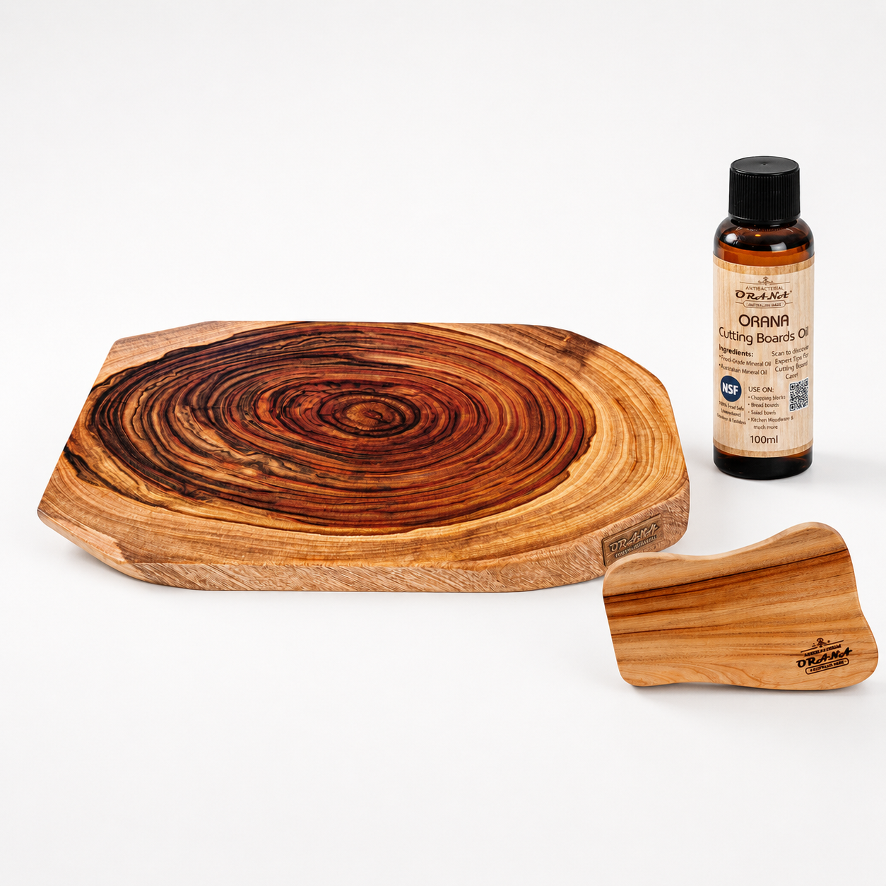 [EOFY] Orana Cross-Cut Medium 50x27cm 3-Directional Cut Design Single-Piece + 100ml oil + Cheese board