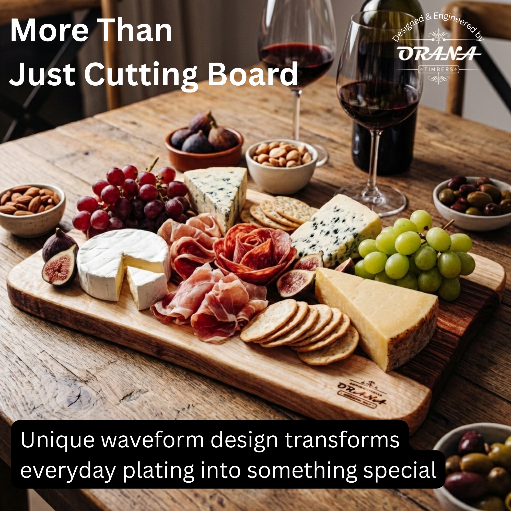 Orana Wavy Single Piece Cutting Board 46cm x 28cm