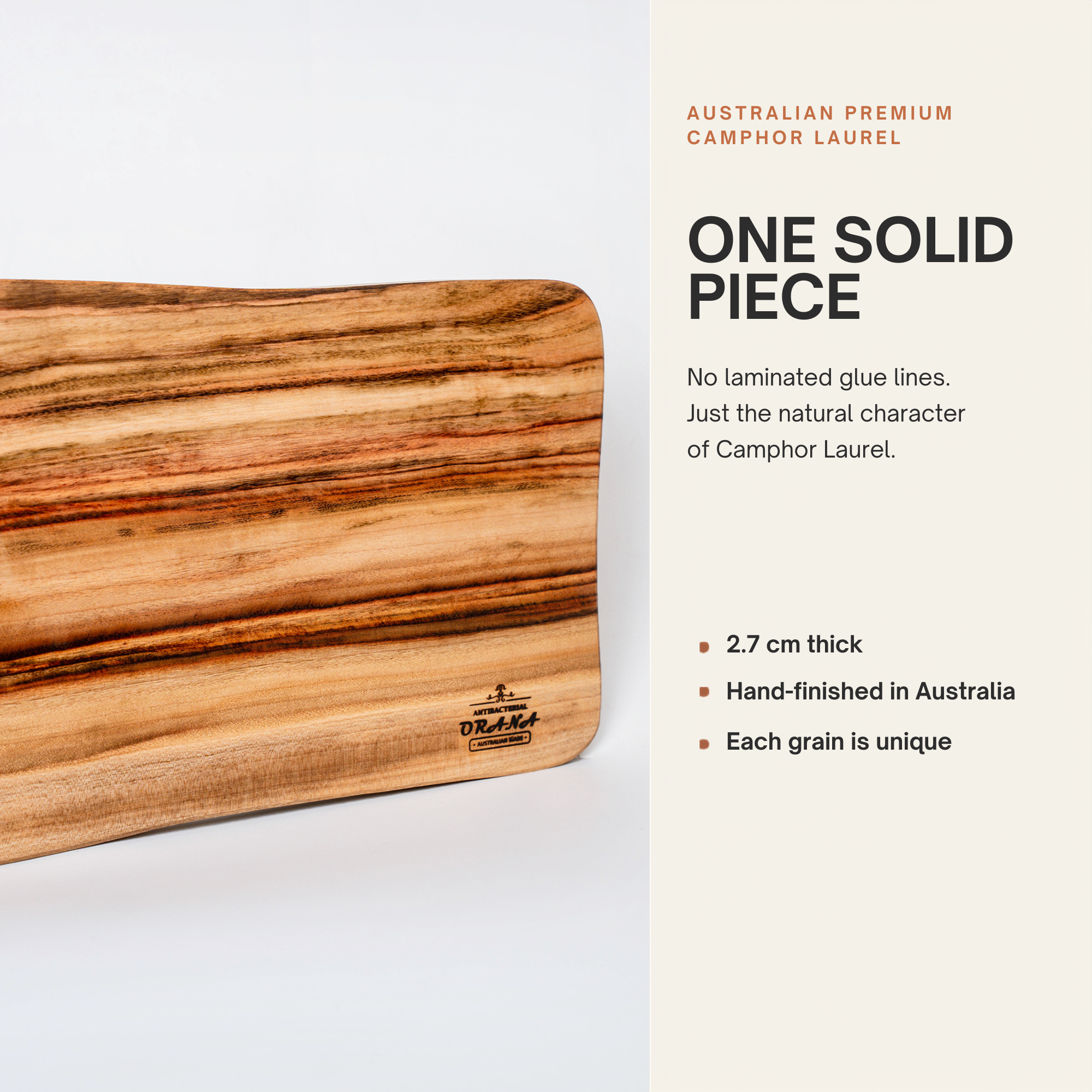 Orana Signature Wavy 40 - Australian Premium Camphor Laurel Single Piece Cutting Board 40 x 23cm
