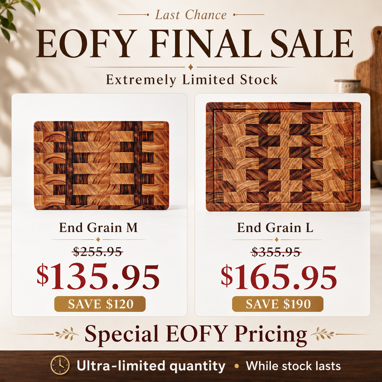 [EOFY] Camphor Laurel Orana End Grain Board – 38 x 25cm