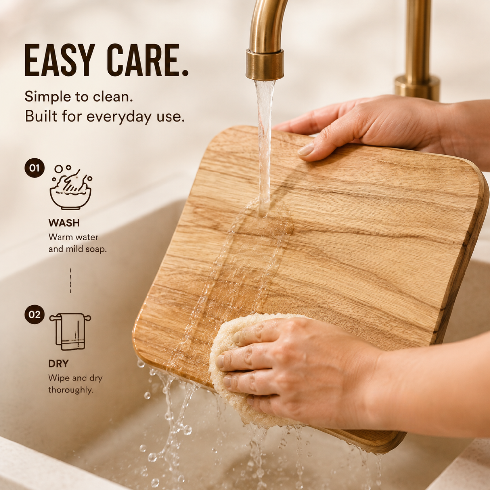 ORANA Everyday Wavy 38 – Camphor Laurel Cutting Board 38 × 21 cm