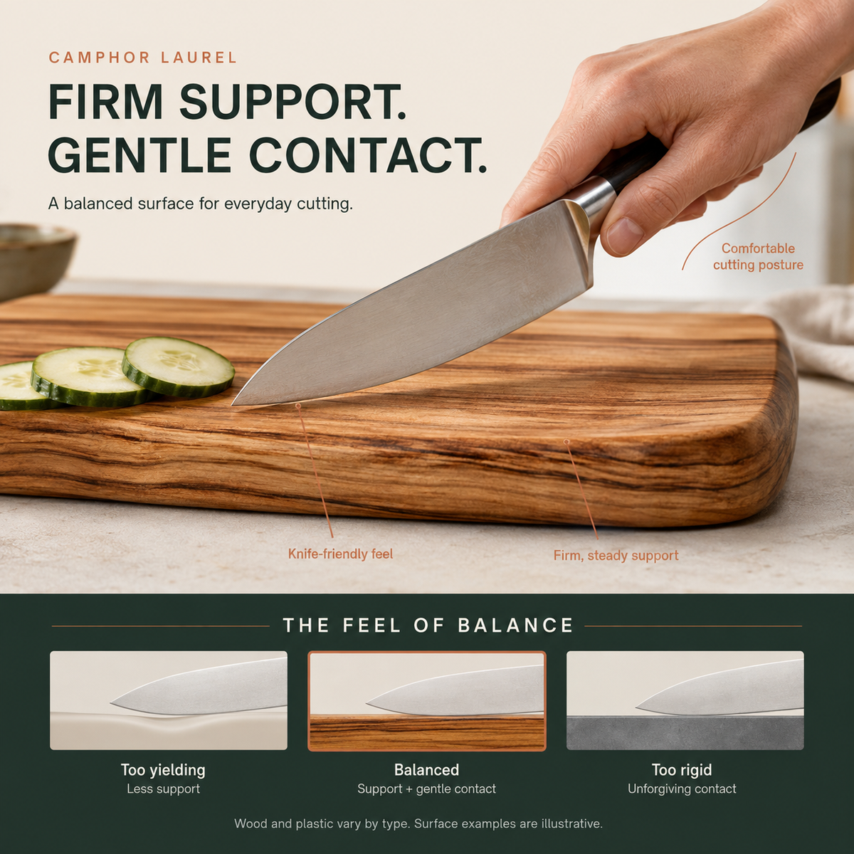 Orana Signature Wavy 46 - Australian Premium Camphor Laurel Single Piece Cutting Board 46cm x 28cm