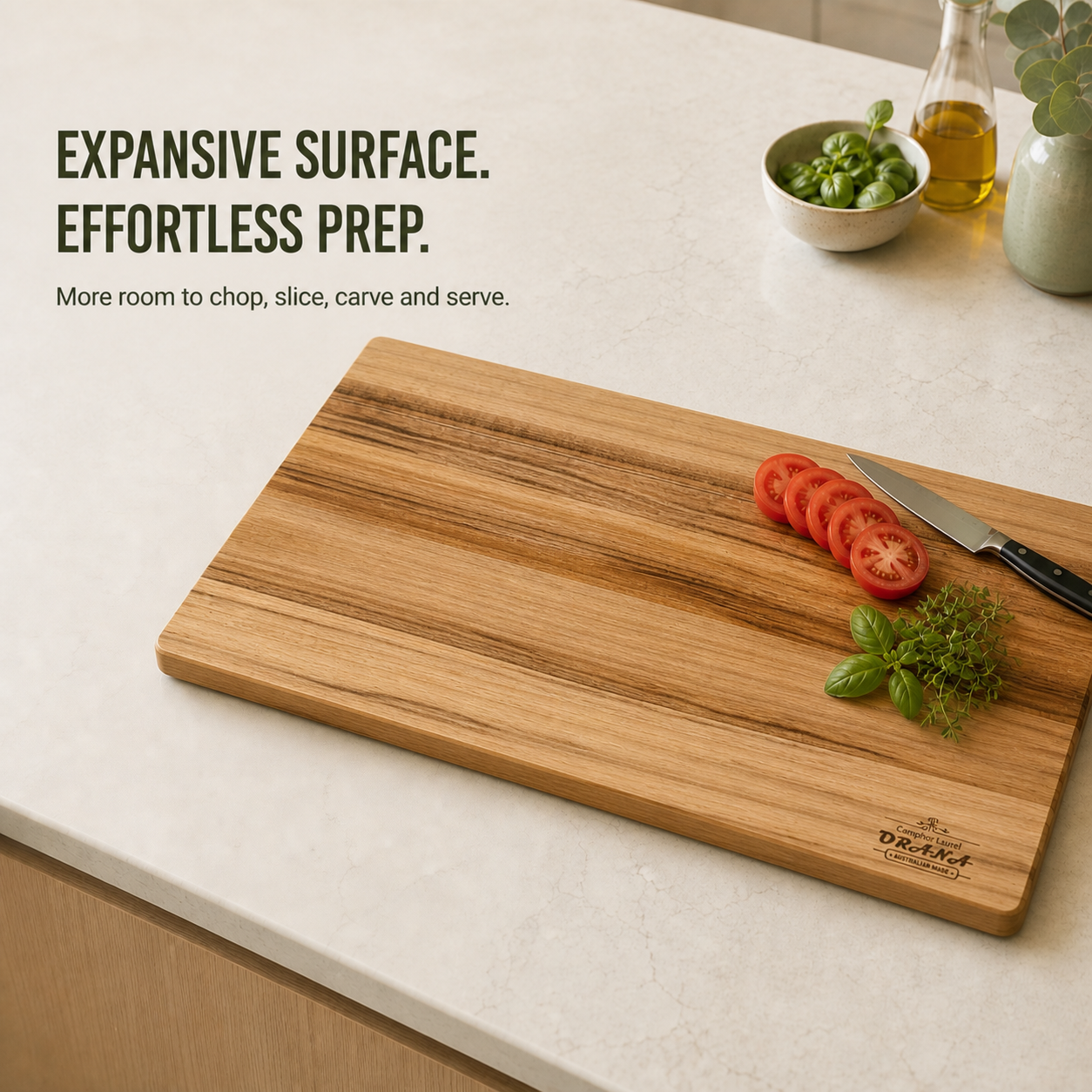 Orana Everyday Edge 55 – Camphor Laurel Cutting Board 55 × 33cm