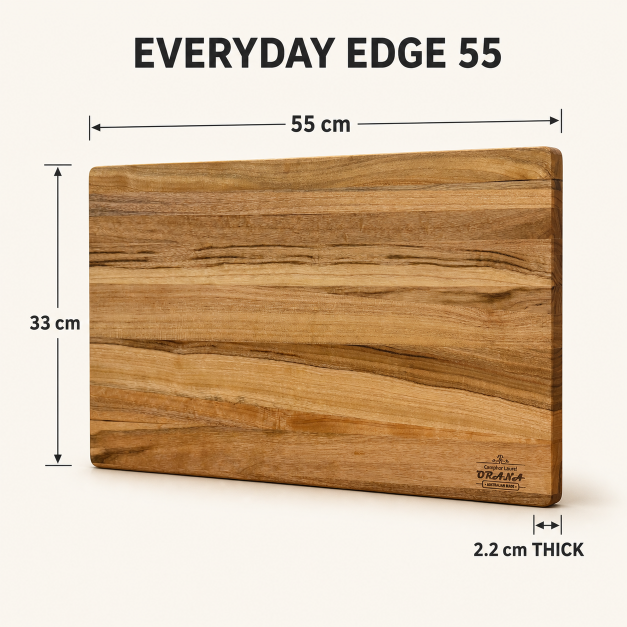 Orana Everyday Edge 55 – Camphor Laurel Cutting Board 55 × 33cm