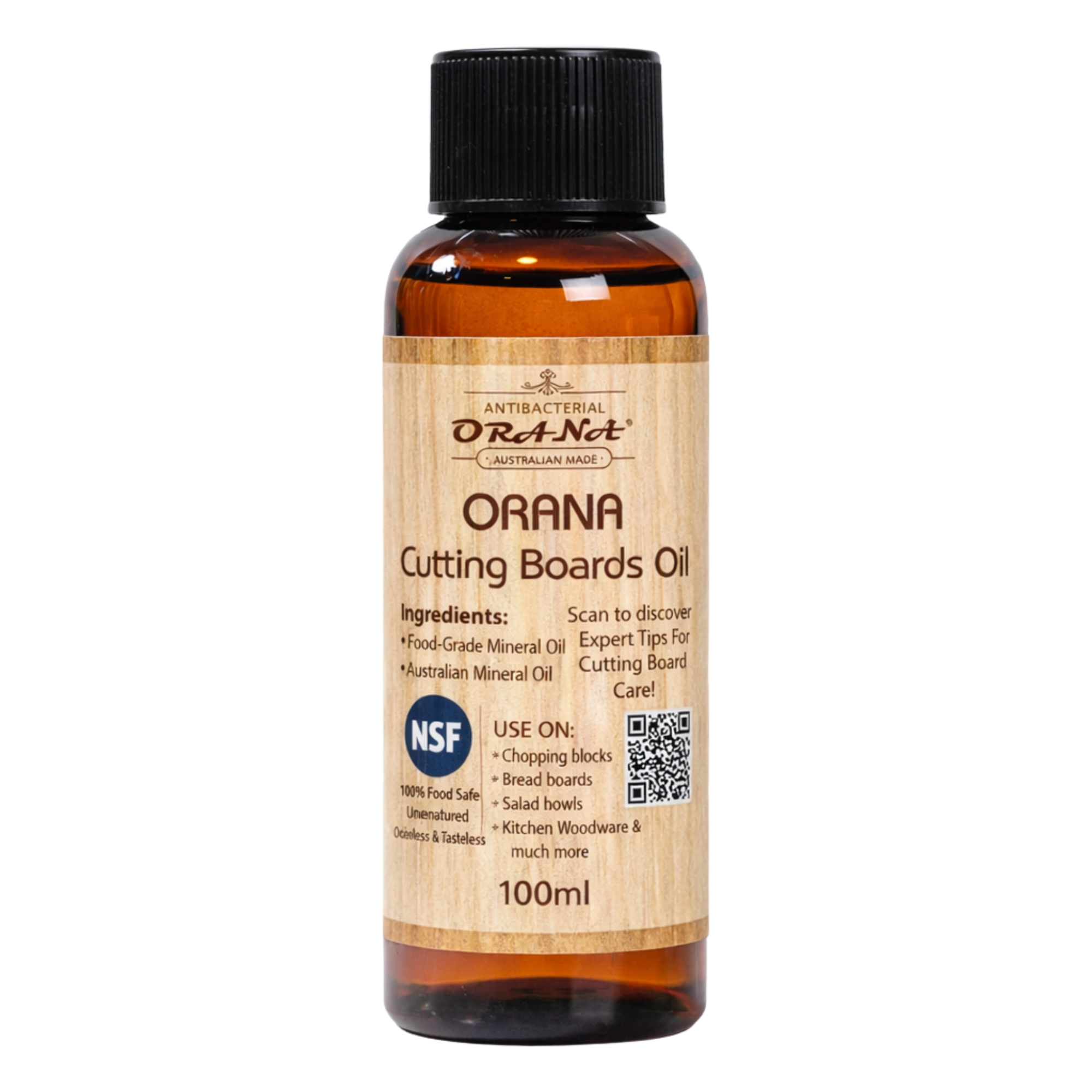 Orana Food-Grade Mineral Oil for Cutting Boards – NSF H1 Certified, Woodworker-Grade Care for End-Grain & Butcher Blocks