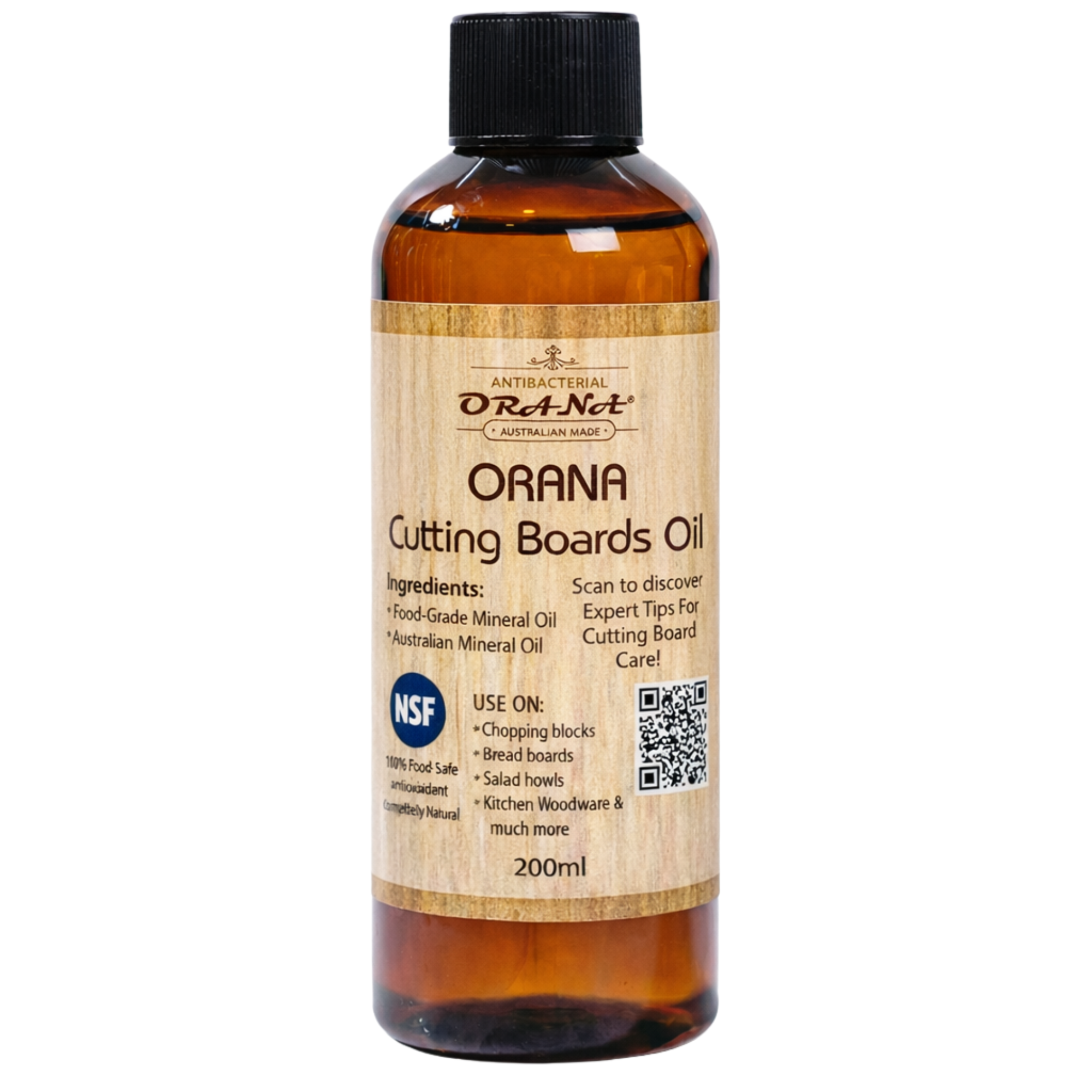 Orana Food-Grade Mineral Oil for Cutting Boards – NSF H1 Certified, Woodworker-Grade Care for End-Grain & Butcher Blocks