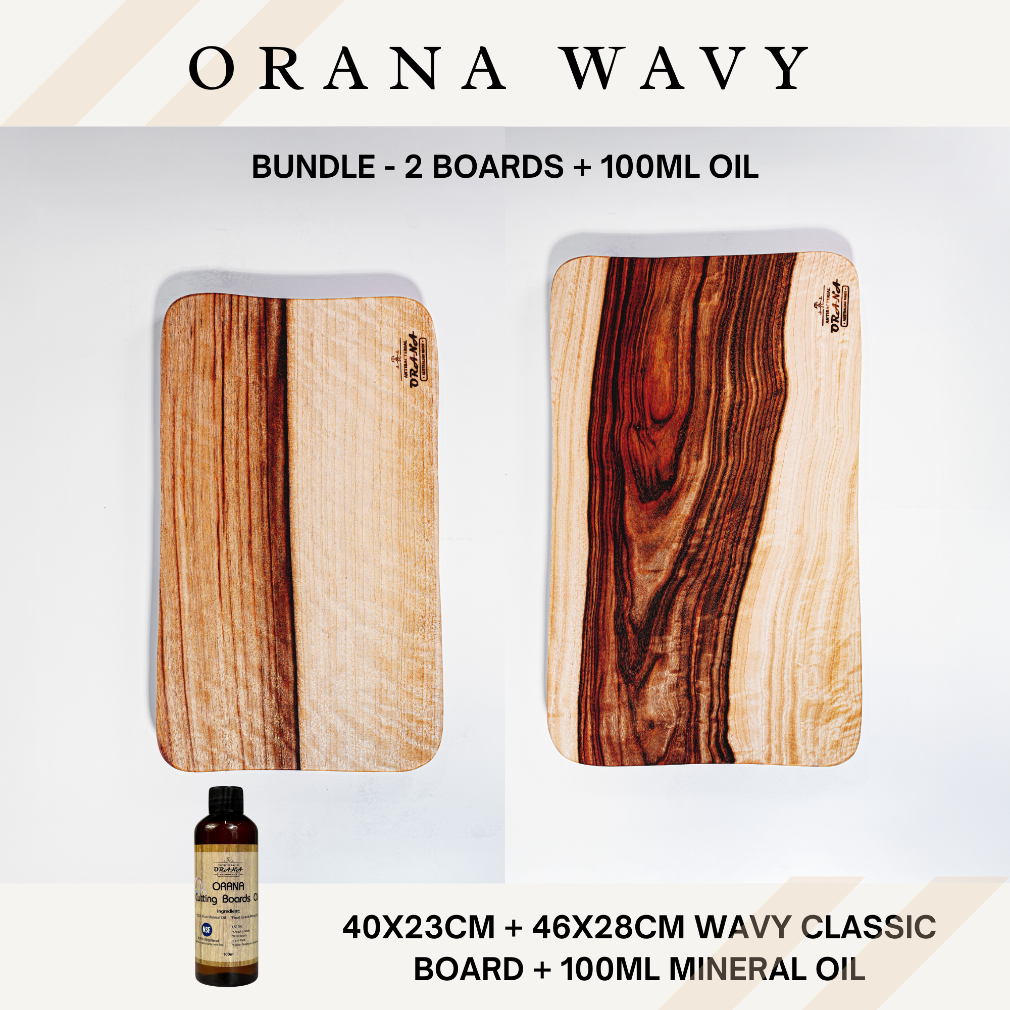 [Boxing Day 2025] Wavy bundle (40x23cm + 46x28cm wavy boards + 100ml oil)
