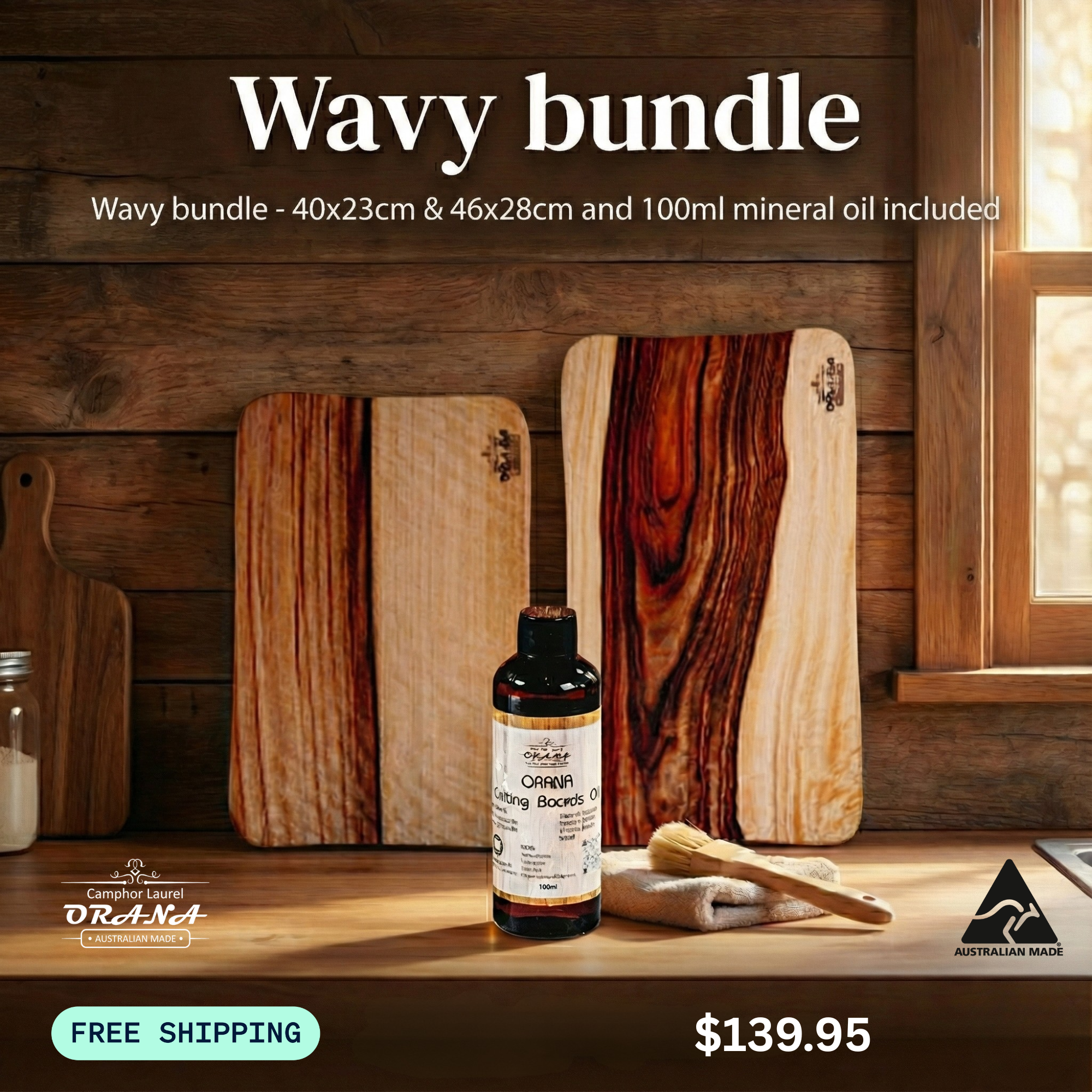 [Boxing Day 2025] Wavy bundle (40x23cm + 46x28cm wavy boards + 100ml oil)